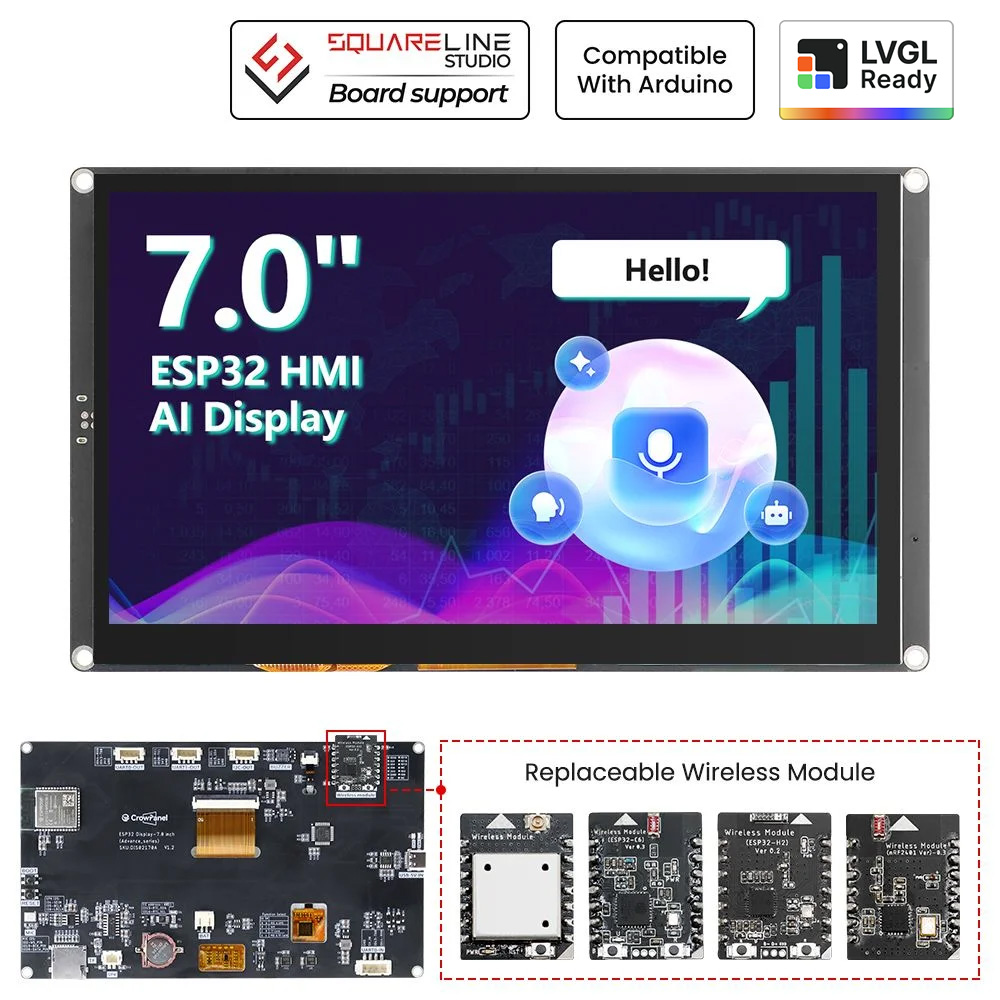 CrowPanel Advance 7“ HMI| ESP32-S3 AI-Powered IPS Touch Screen (800x480) |Without Acrylic Case
