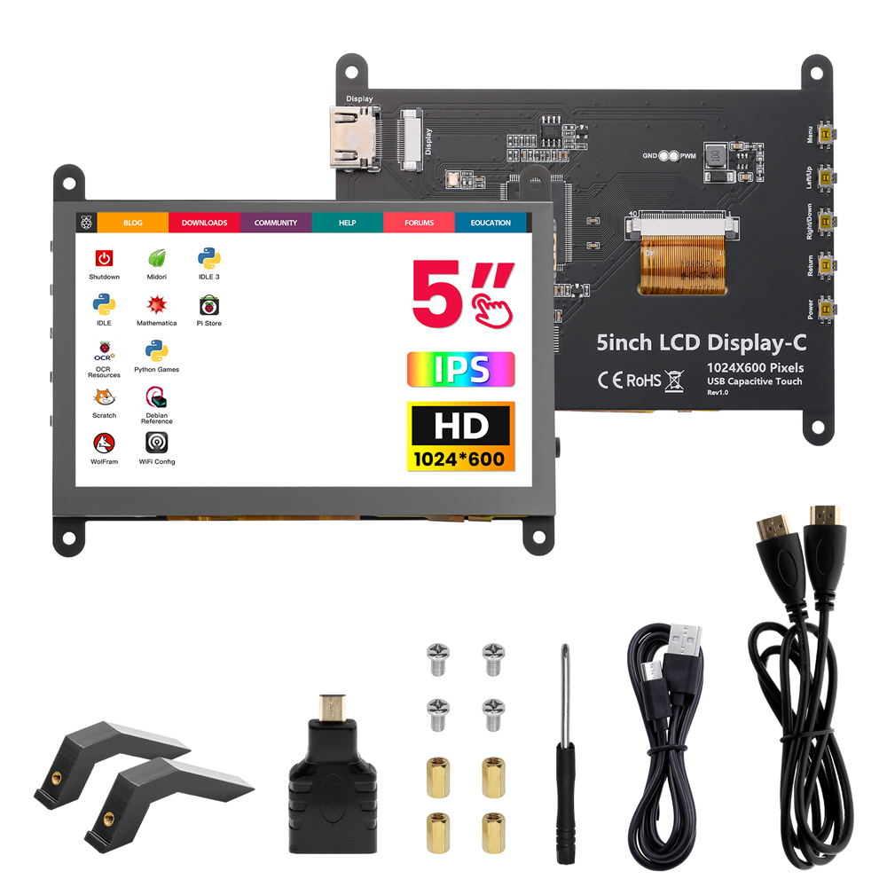 5inch IPS HD Display-C with Headphone Jack 1024*600 Touch Screen