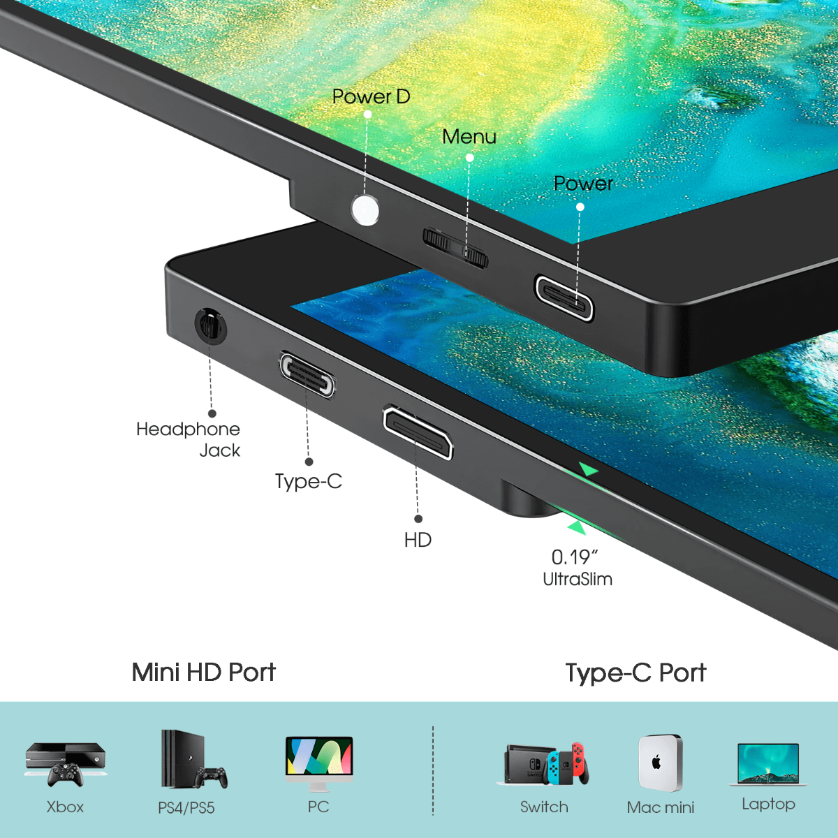 CrowVi Super thin 15.6 Inch 1920x1080 Touch Display IPS HD