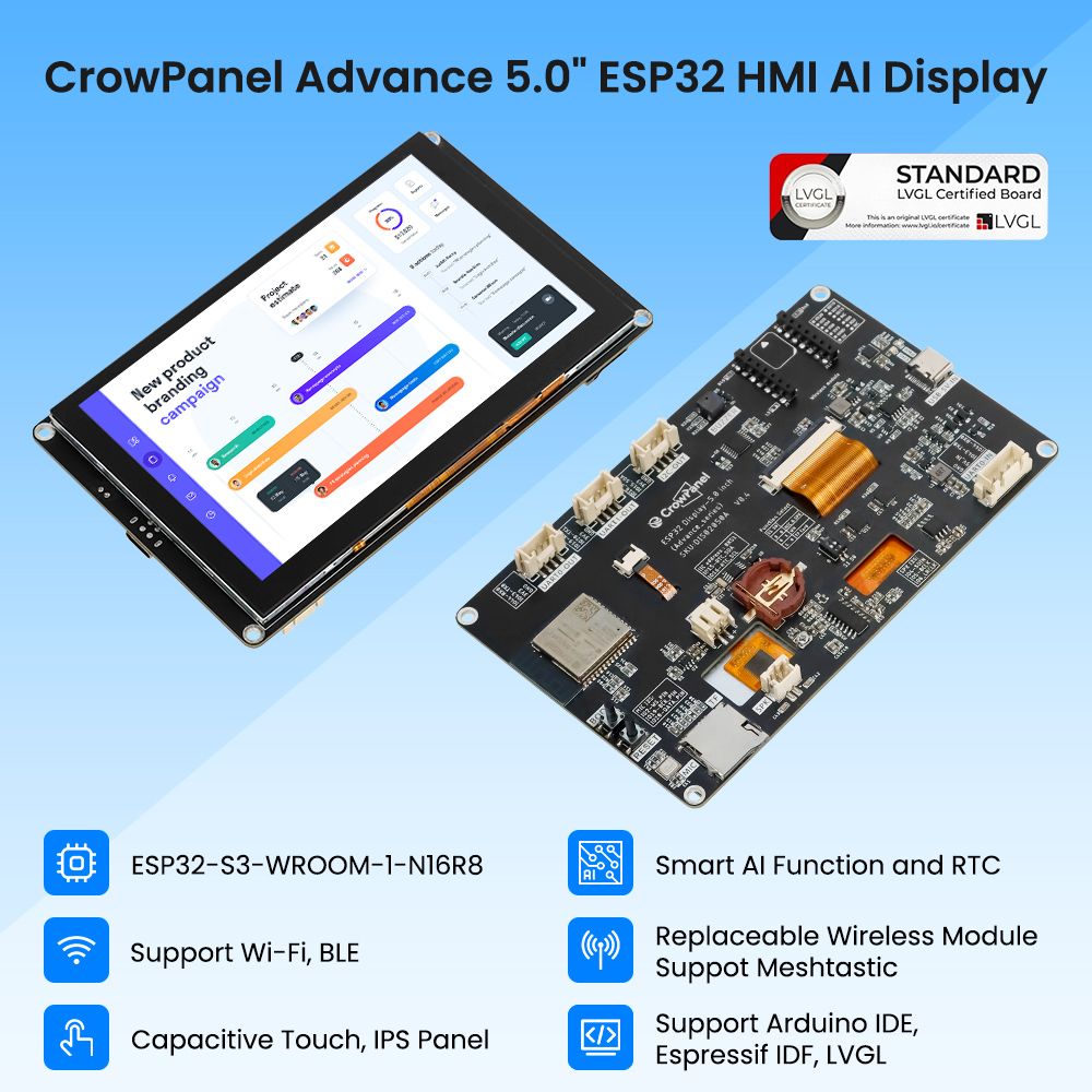 Display ESP32 5 Pollici Touchscreen | 800x480 RGB TFT | Compatibile Con Arduino E LVGL - Foto 6