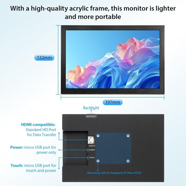 8inch Touchscreen IPS Display 1280x800 Small Portable Monitor