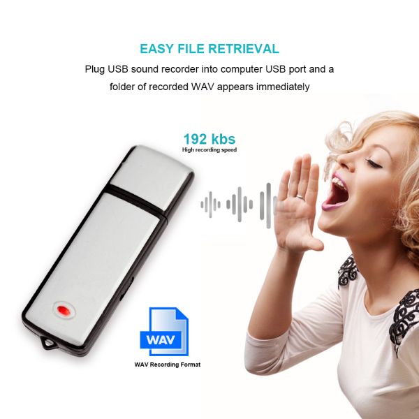 SMARTEX Mini Registratore Vocale 8GB, 150 Ore Di Registrazione, Microfono Spia USB