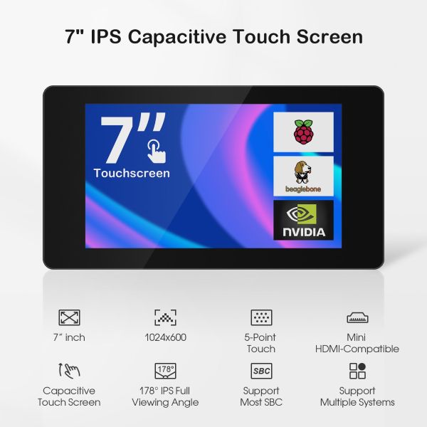 CrowVision 7inch HD 1024×600 IPS Capacitive Touch Screen for