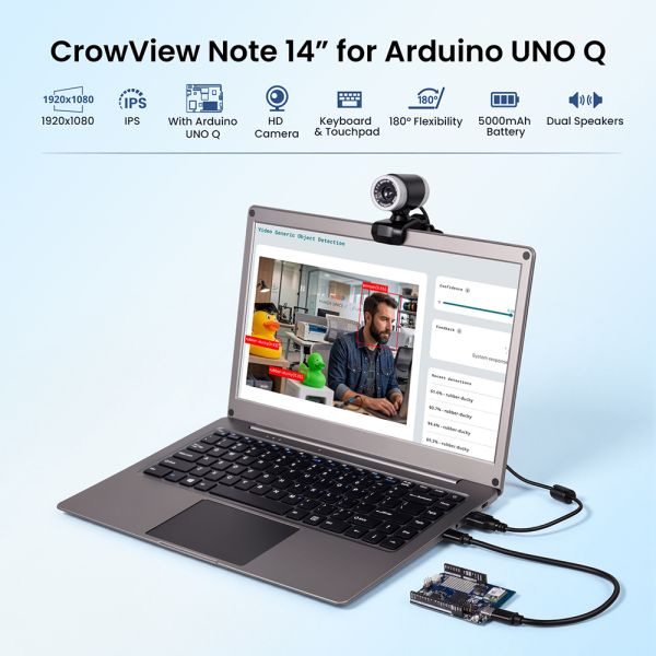 CrowView Note 14” for Arduino UNO Q with Camera Kit