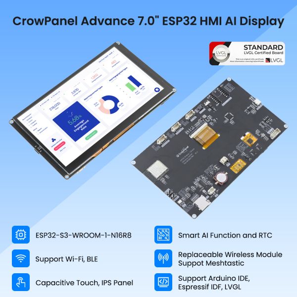 CrowPanel Advance 7inch HMI| ESP32-S3 AI-Powered IPS Touch Screen