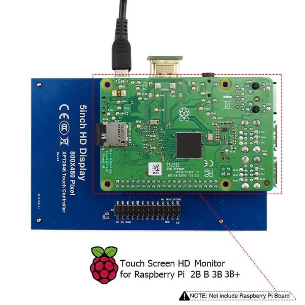 Elecrow 5 Inch 800x480 TFT Raspberry Pi Touch Display with
