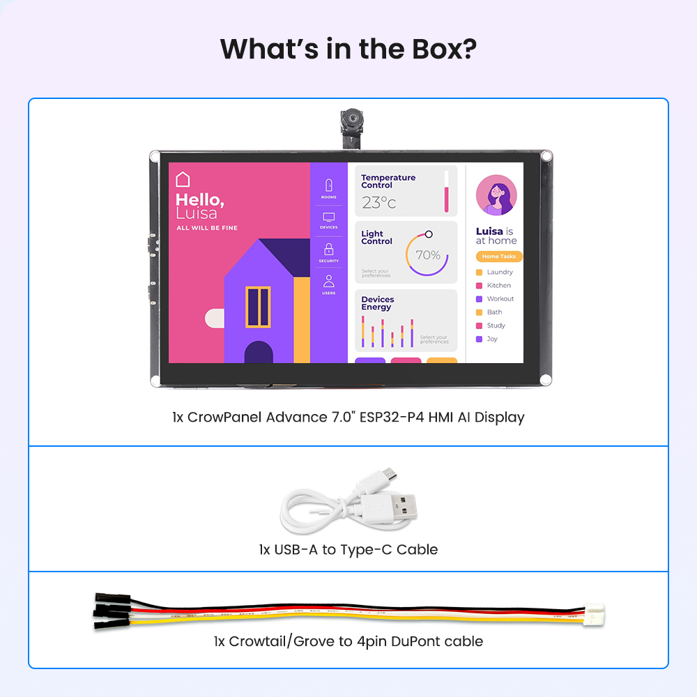 CrowPanel Advance 7inch |ESP32-P4 HMI AI Display 1024x600 IPS