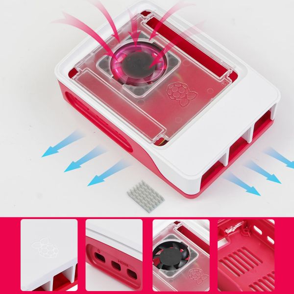 Official Raspberry Pi 5 Case with Fan Red/White