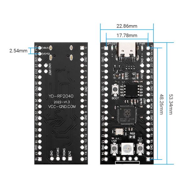 RP2040 Microcontroller Board - Development Board For Electronics Projects