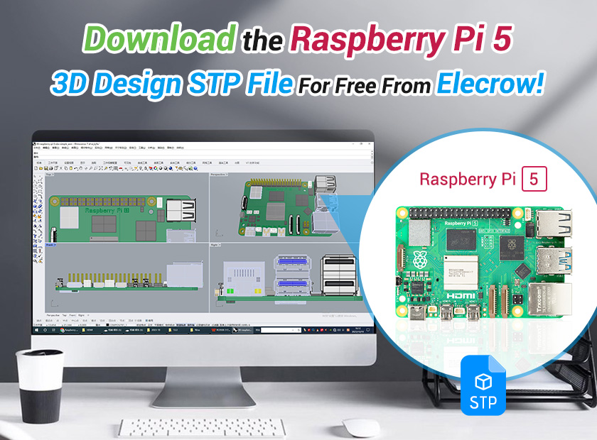 Download the Raspberry Pi 5 3D Design STP file for free from Elecrow!