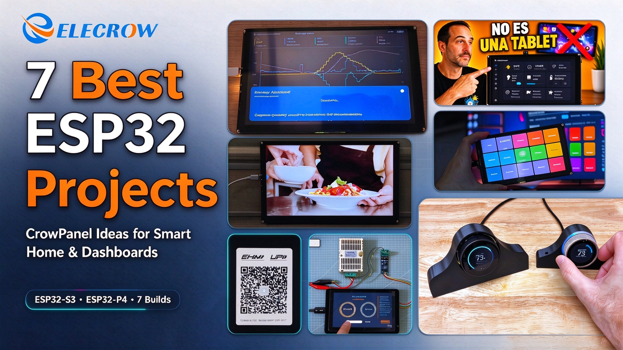 7 ESP32 display projects using Elecrow CrowPanel touchscreens