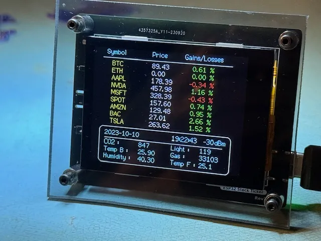 ESP32 Stock Ticker