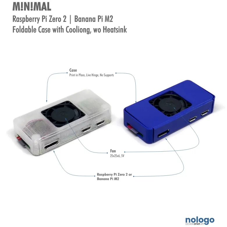 M!N!MAL 0 C - Raspberry Pi Zero 2 Case with Cooling