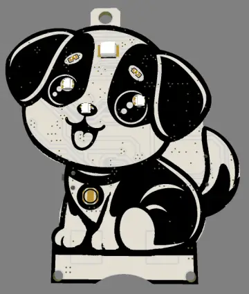 PCB Keychain -Dog V2 (Mirrored Version)