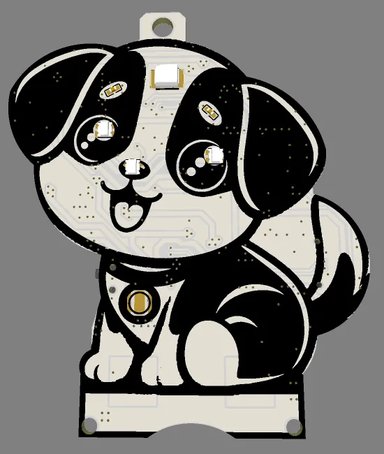 PCB Keychain -Dog V2 (Mirrored Version)