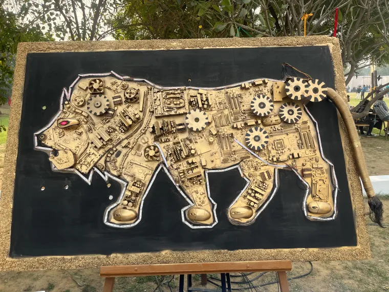 Sensor-Based E-Waste Lion Model with Sound & Motion Response