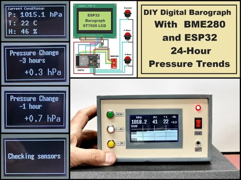 DIY Digital Barograph with BME280 and ESP32 - 24 Hour Pressu