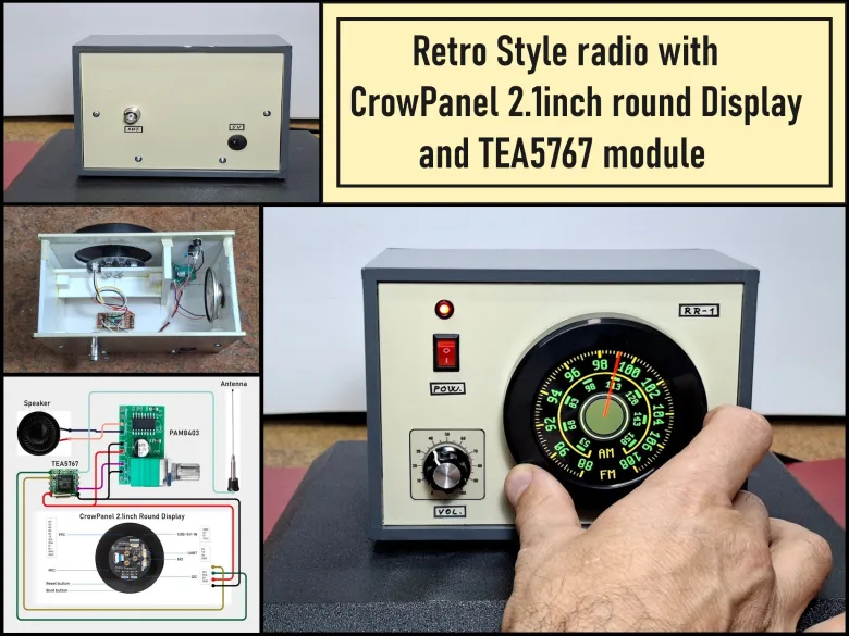 Retro Style radio with CrowPanel 2.1 inch round Display