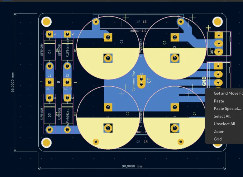 Dual-rail bridge rectifier with CRC filter for class A AMP