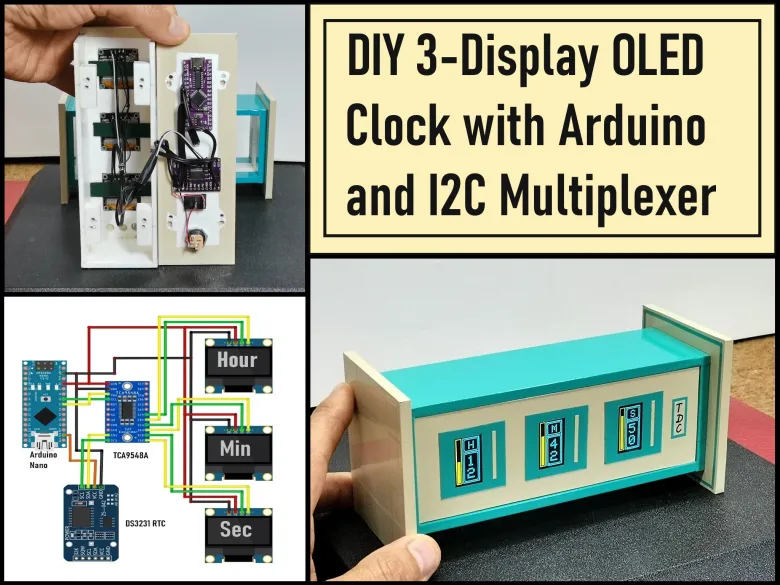 DIY 3-Display OLED Clock with Arduino and I2C Multiplexer