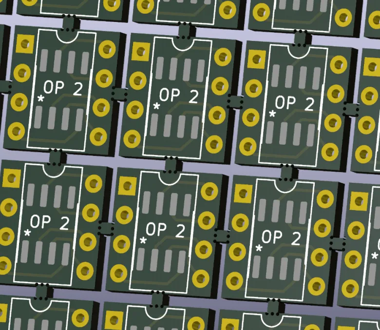 Adapter 2× SOIC-8 (single op-amp) → DIP-8 (dual op-amp)