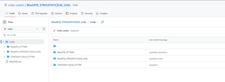 BlackPill STM32F411CEU6 LVGL