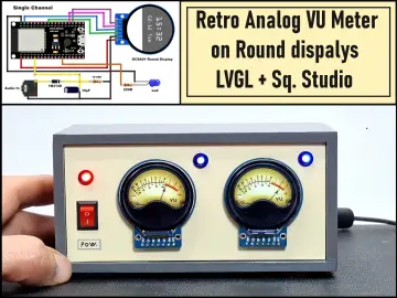 Retro Analog VU Meter on Round dispalys (ESP32 and GC9A01)
