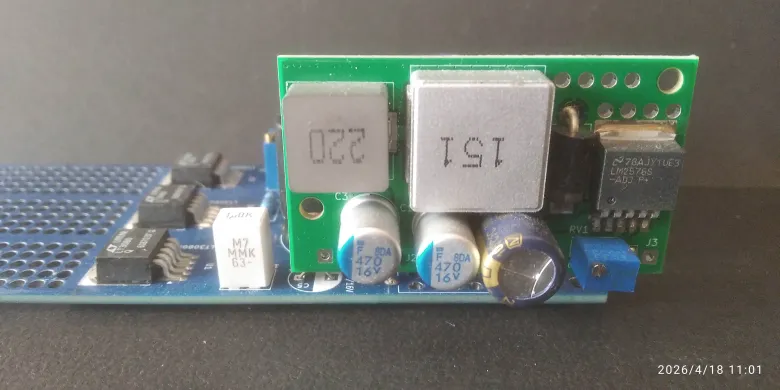 Low-noise 3A DC-DC pre-regulator based on LM2576HVS-ADJ