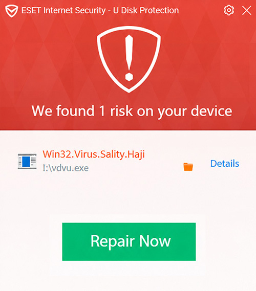 Antivirus warning prompt