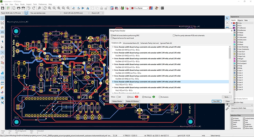 1. Run DRC on KiCad after you have finished design