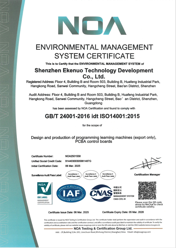 certificate ISO14001