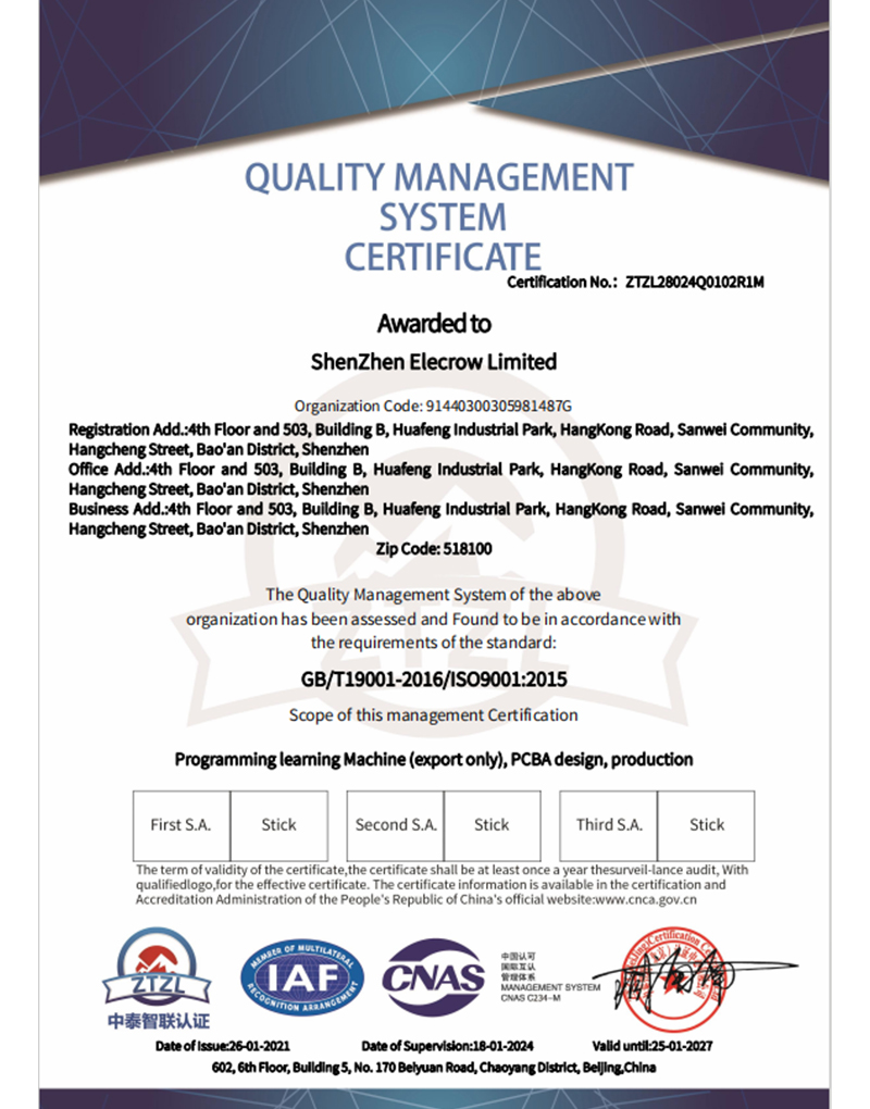 certificate ISO9001