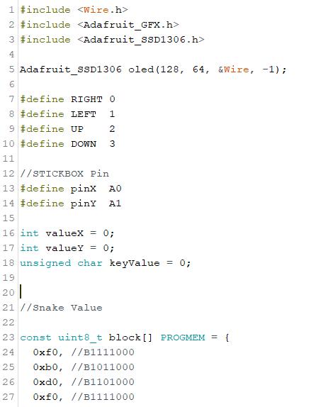 code of the snake game