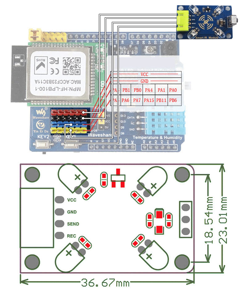 dimension size of Arduino Infrared Remote Control