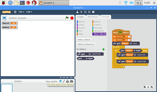 CrowPi Scratch Lesson2-Controlling Buzzer Using Button