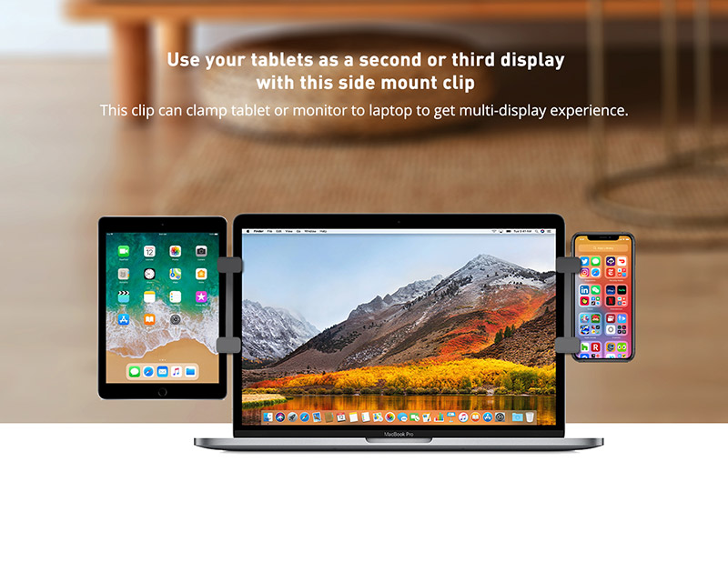 with this mount clip you can use tablets as a second display