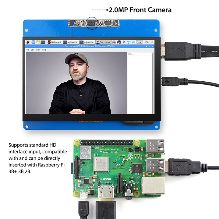 7 inch Raspberry Pi display with 2MP camera