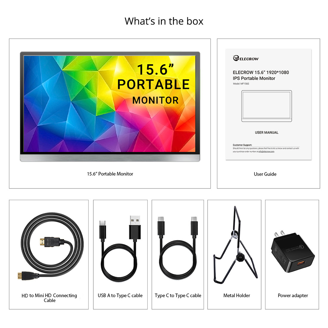 15.6 inch IPS portable monitor package list