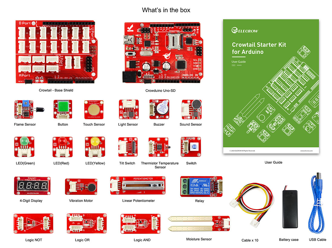 Packge list of Arduino Starter kit