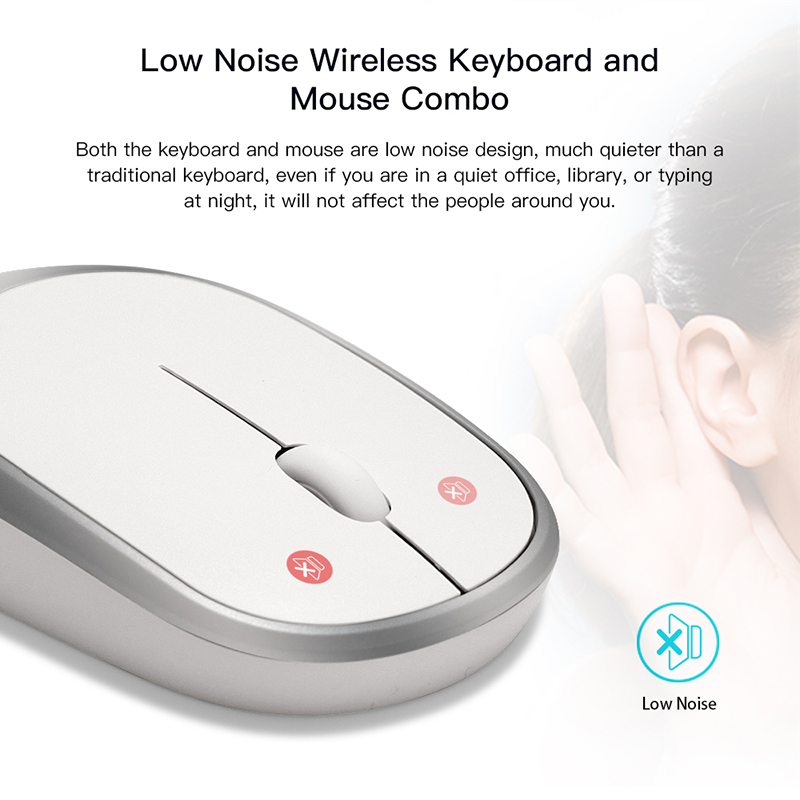 low noise wireless keyboard and mouse combo