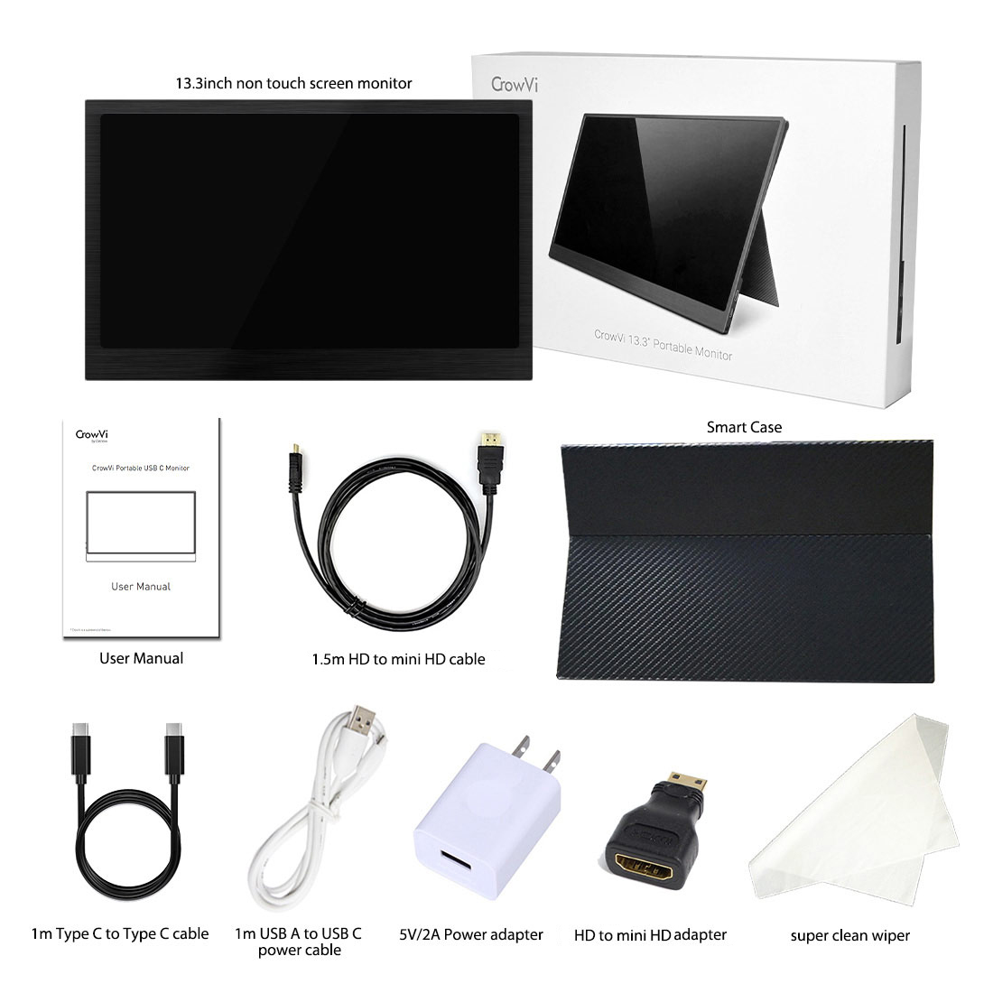 CrowVi 13.3 inch IPS monitor Packaging