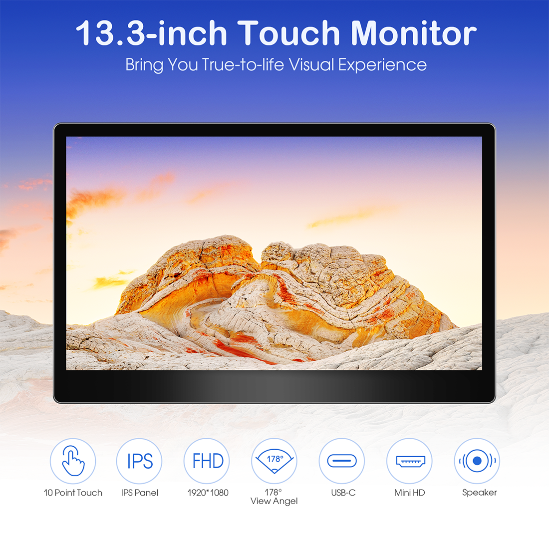 CrowVi 13.3 touchscreen monitor features