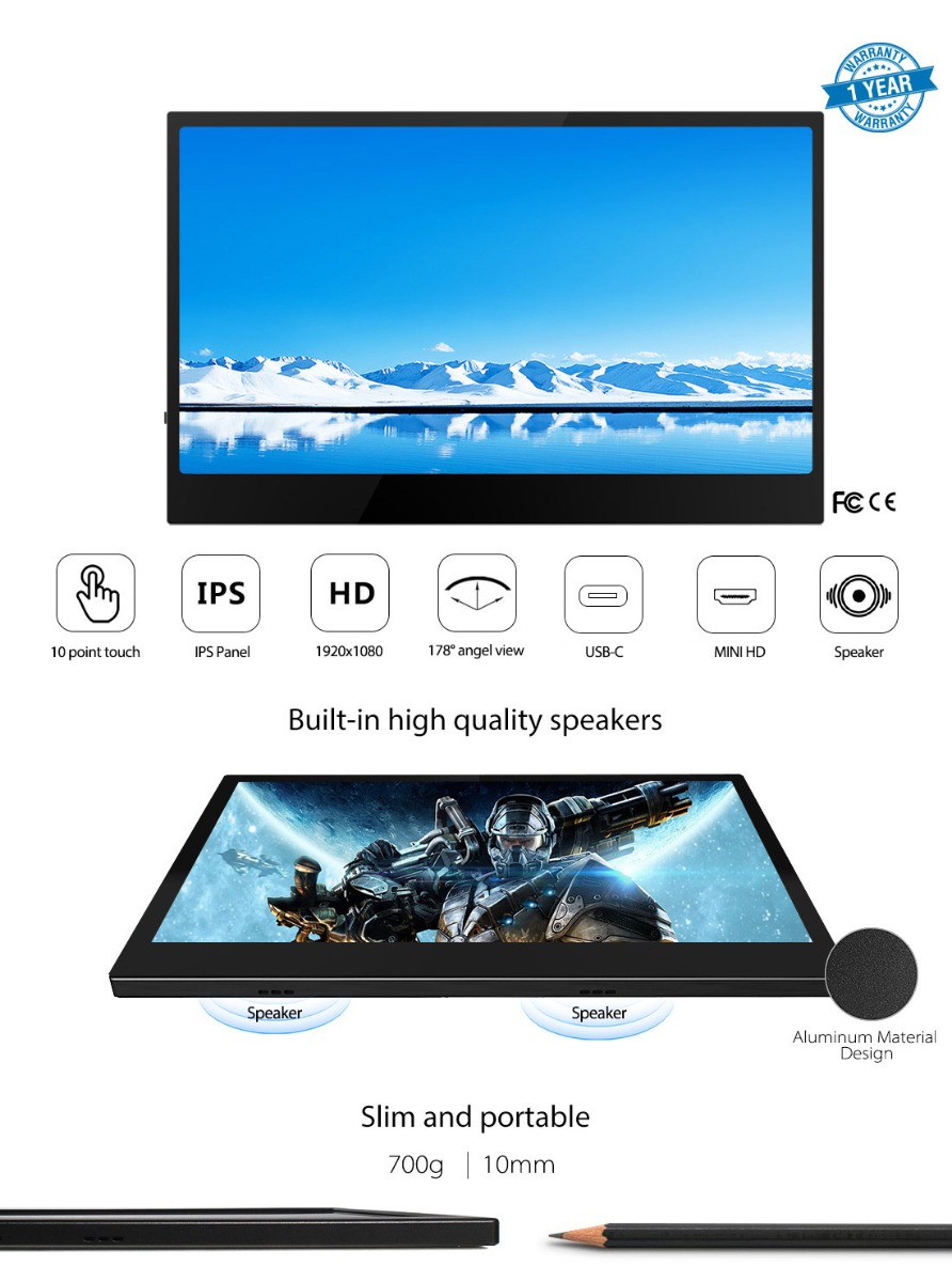 CrowVi 13.3 touch display features
