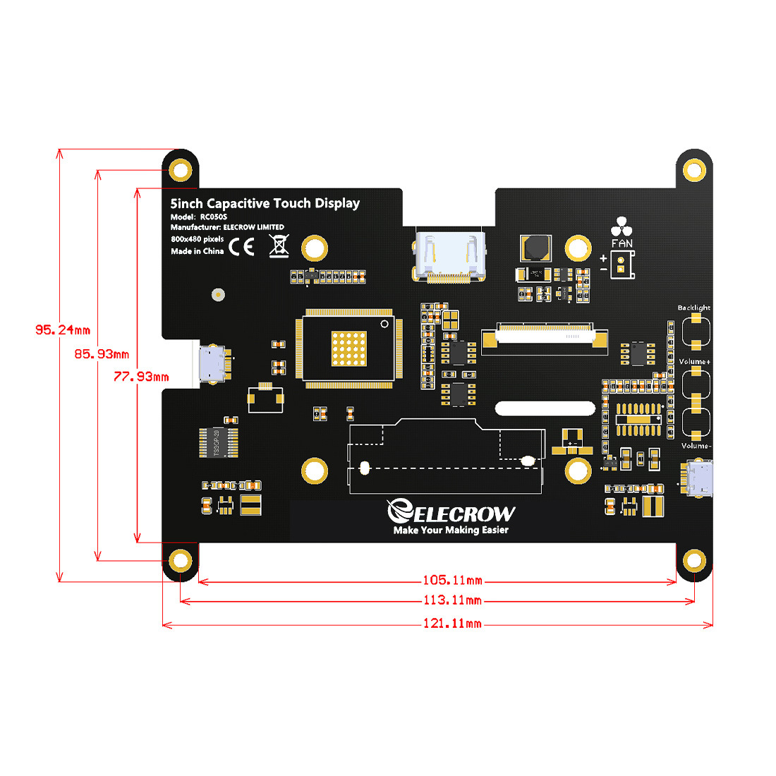 5 inch HDMI display size