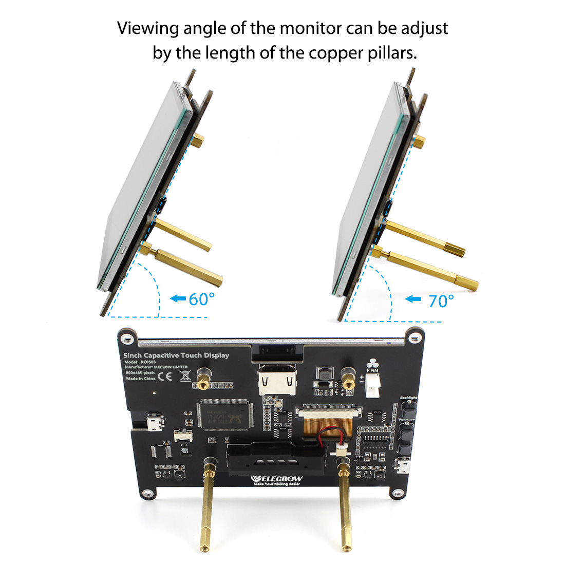 adjust the viewing angle of the 5 inch small display