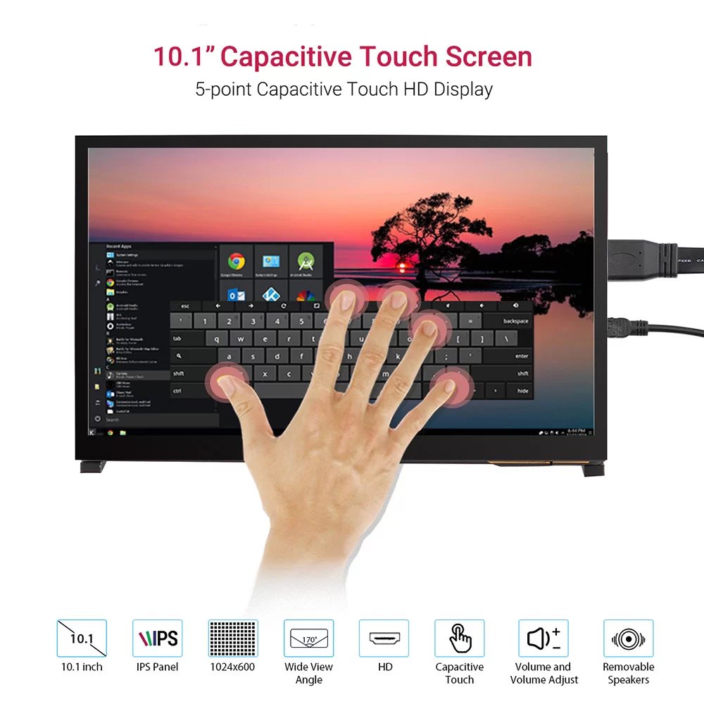 10.1 inch capacitive touchscreen monitor