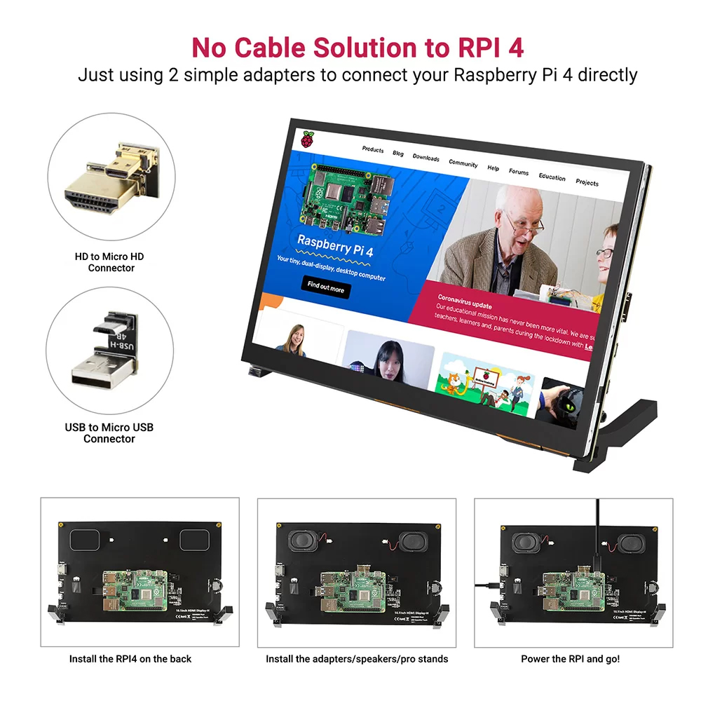 10.1 inch touchscreen monitor connect with RPI