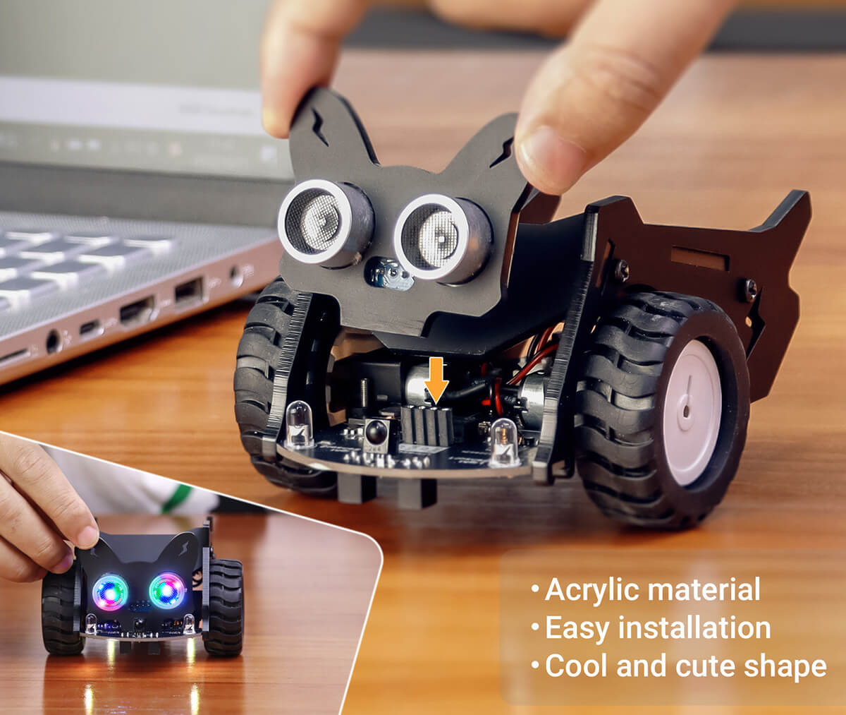 cute crowbot car with ultrasonic sensor
