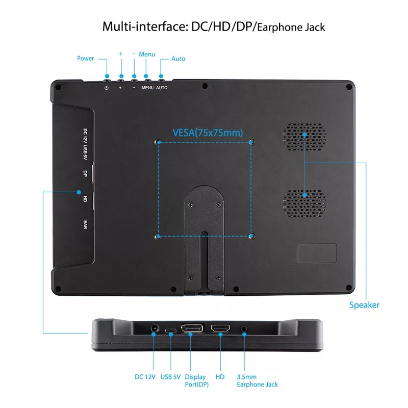 10.1 inch 2k monitor with multiple interface