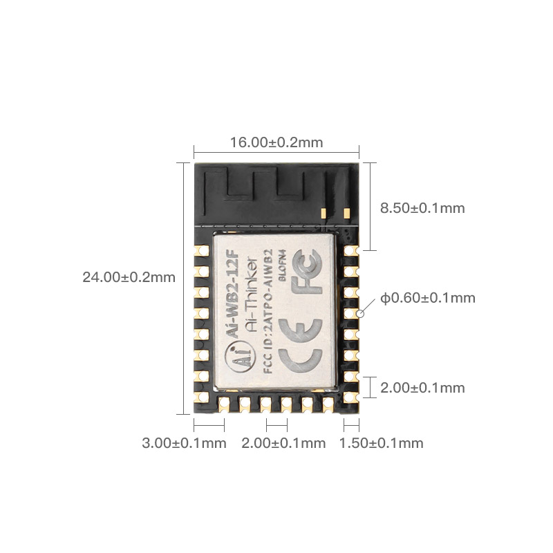 dimension size of AI-WB2-12F Module